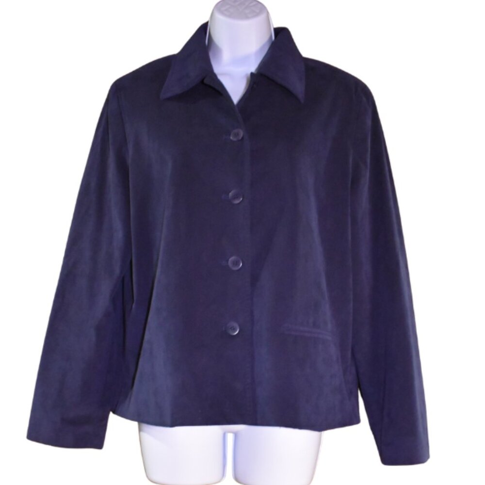 VTG Renfrew Navy Blue Faux Suede Blazer Size M Classic Dress Coat Old Money Chic